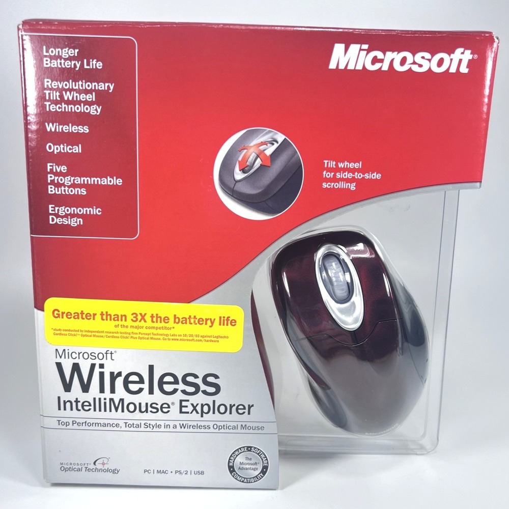 NIB Microsoft Wireless IntelliMouse Explorer M03-00069 Crimson Fire Open Box New